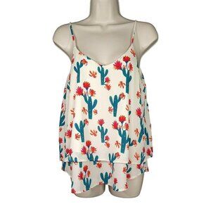 Peace Love Cactus Tank Top Layered Women Size M